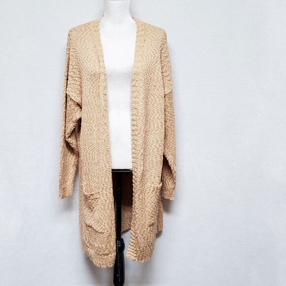 EVELYN Taylor Woman Loose Ribbed Popcorn Knit Open Front Waterfall Cardigan 3X - Picture 4 of 13